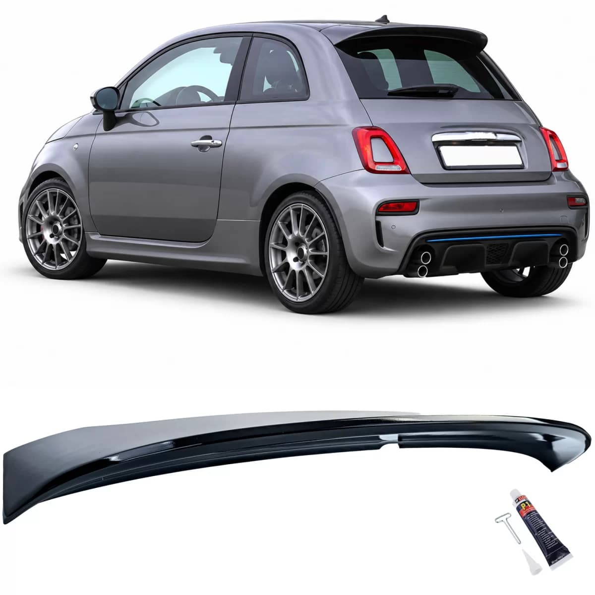 Roof rear spoiler sport black gloss fits for Fiat 500 type 312 2007-2024