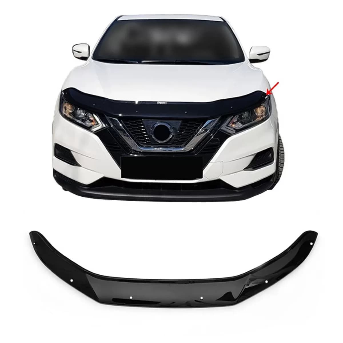 Hood Deflector suitable for Nissan Qashqai 2017-2021 Black Color