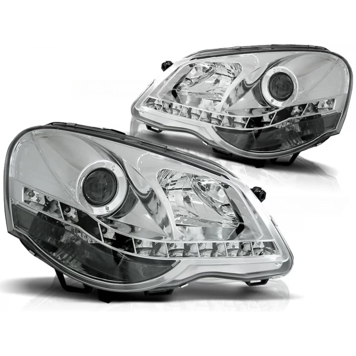 HEADLIGHTS DAYLIGHT CHROME fits VW POLO 9N3 04.05-09