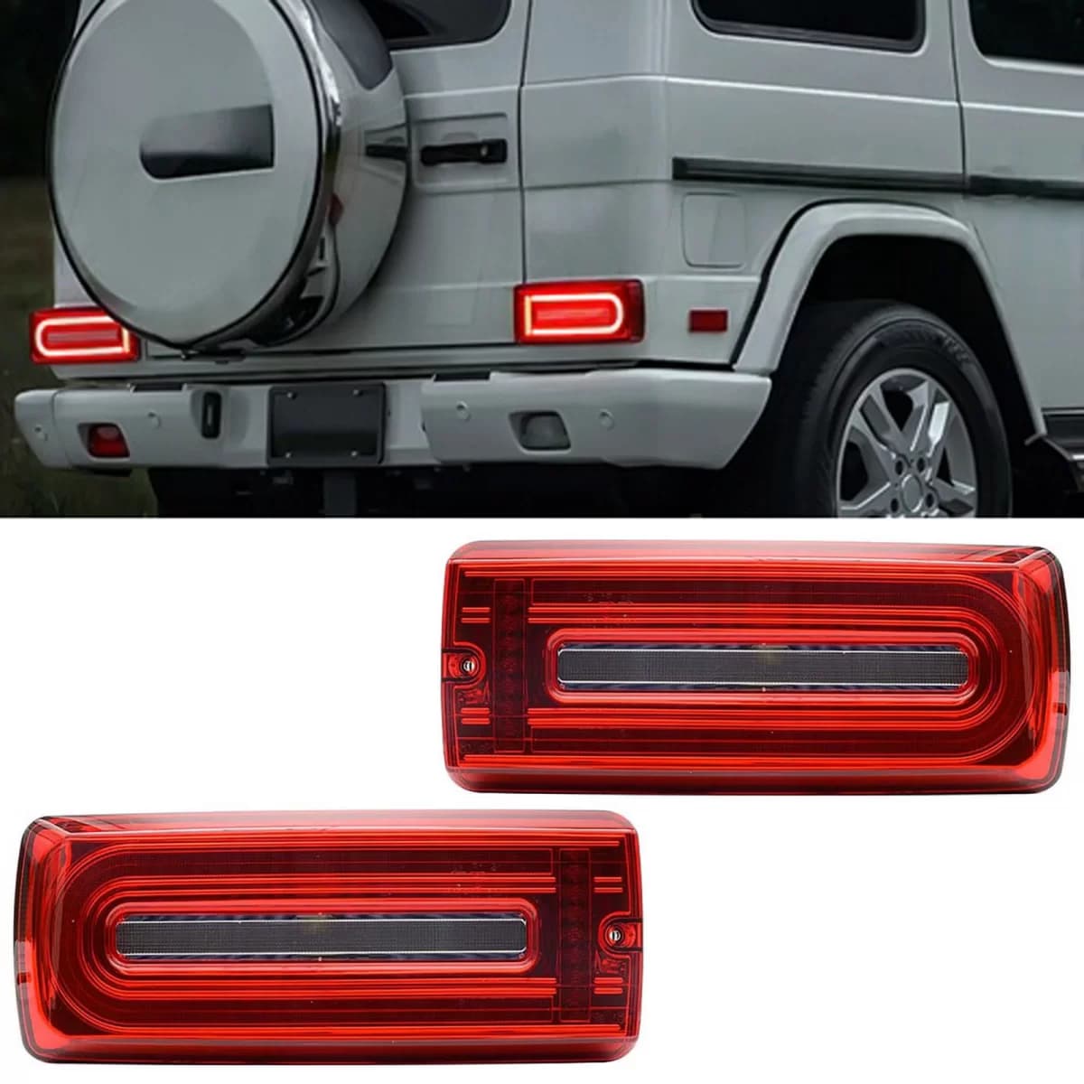 LED Lightbar Upgrade Tail Lights Red Clear for Mercedes G Model W463 2000-2018
