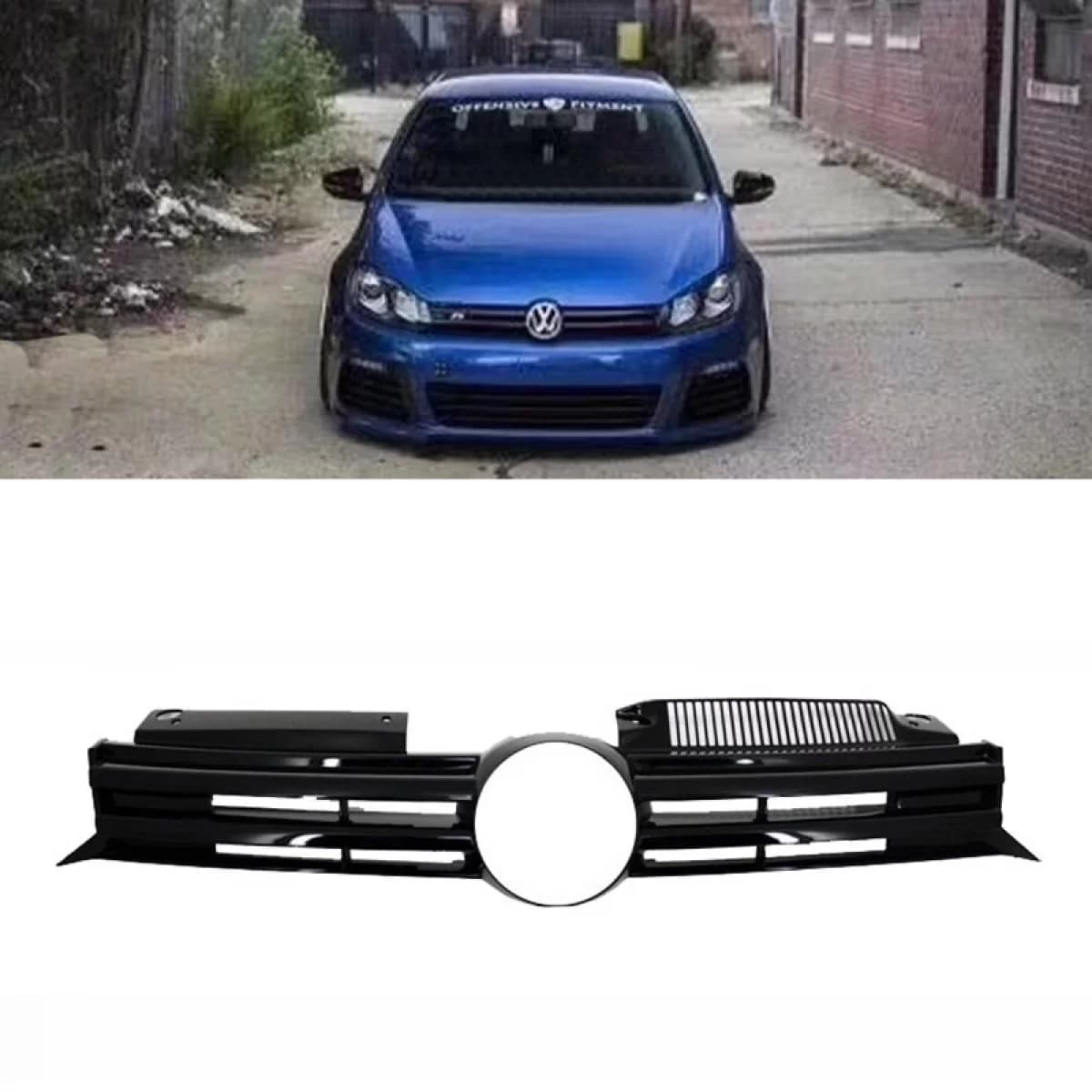 Front Grille suitable for VW Golf VI (6) 08-11 R20 Look Black 1 Pc