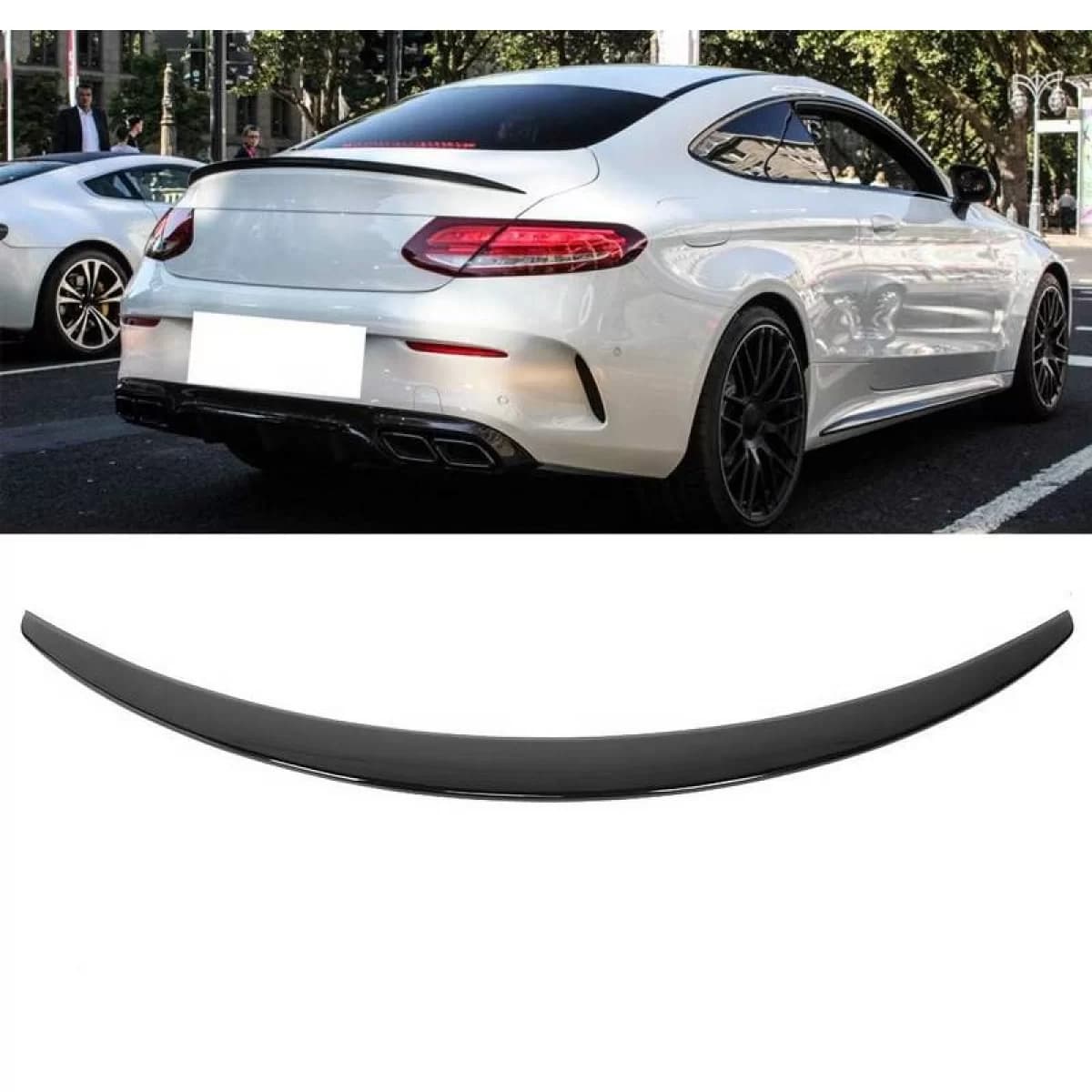 Trunk Spoiler suitable for Mercedes-Benz C-Class C205 Coupe 14-21 A Design look Lipspoiler From Abs Plastic Glossy Black