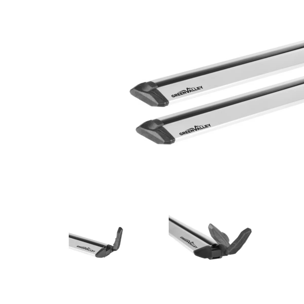 Roof Bars Aluminum Aerodynamic Crossbar suitable for Vento Modular System Green Valley 164.020 120cm Silver 2 Pieces