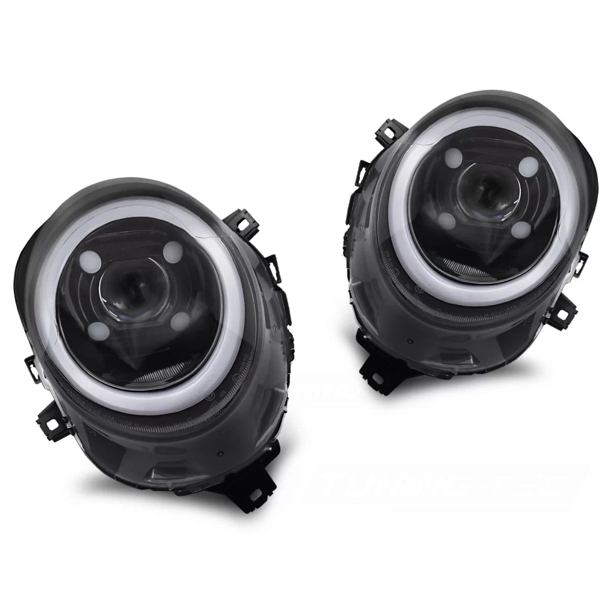 HEADLIGHTS TUBE LIGHT GLOSSY BLACK DRL fits MINI (COOPER) F55 / F56 / F57 14-17