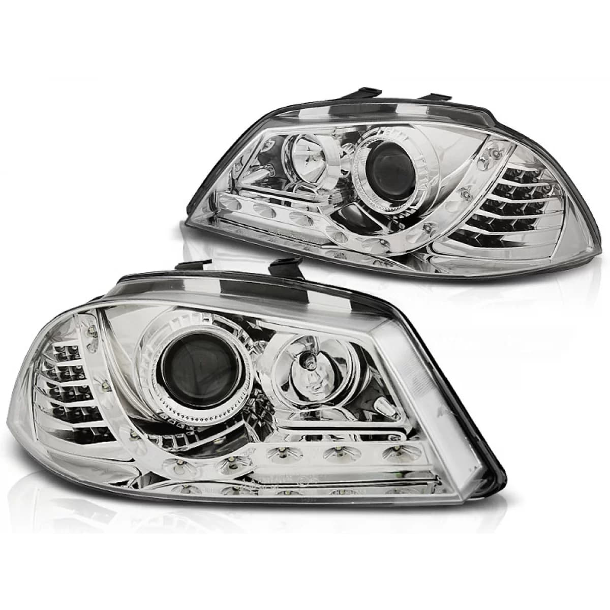HEADLIGHTS DAYLIGHT CHROME fits SEAT IBIZA 6L 04.02-08