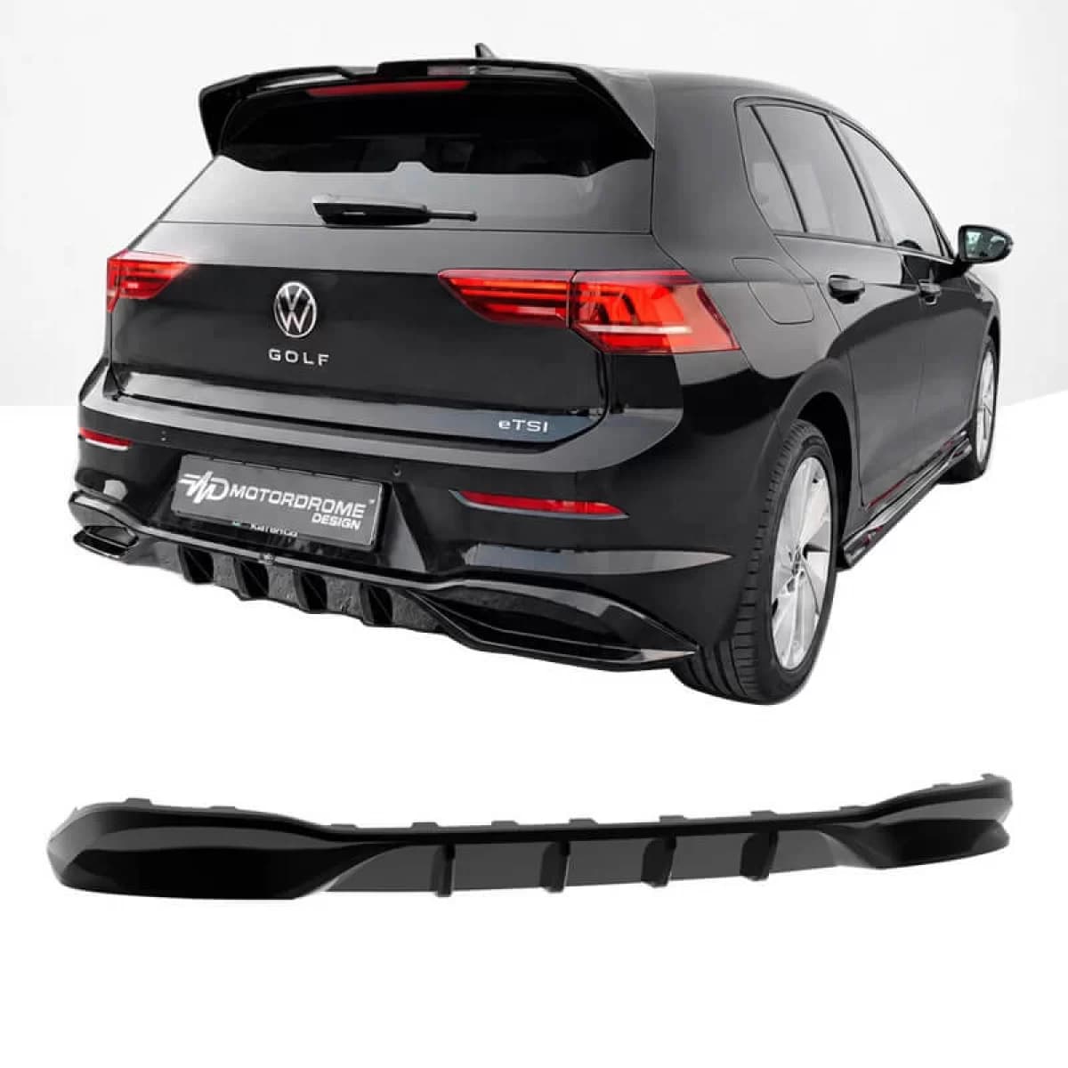 Rear Bumper Diffuser suitable for VW Golf VIII (8) 2019+ / 8.5 2024+ Facelift suitable for Standard Version Bumper Glossy Black from ABS Plastic