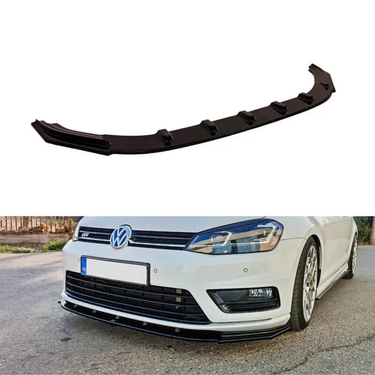 Front Spoiler suitable for VW Golf VII (7) 12-17 R & R-Line Bumper Glossy Black