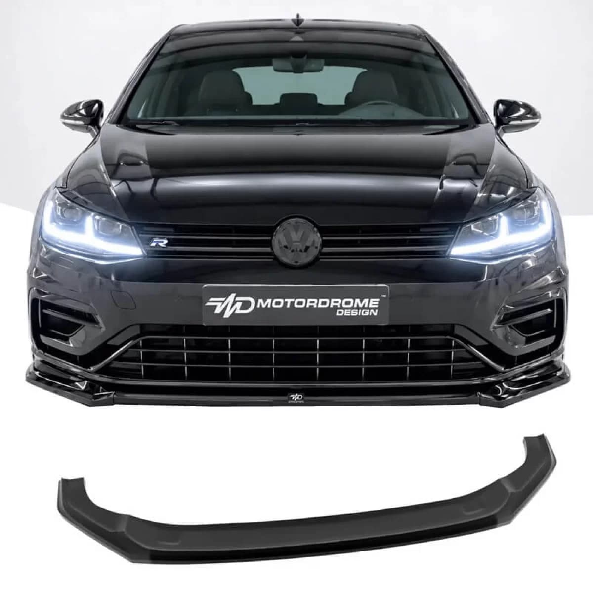 Front Spoiler suitable for VW Golf VII (7.5) 17-20 R & R-Line Bumper Glossy Black V.2
