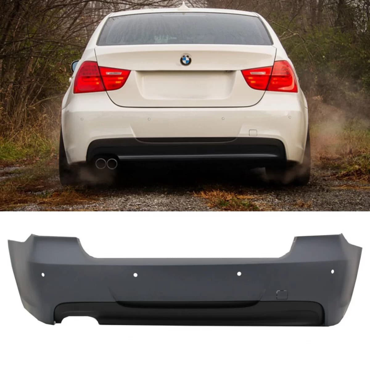 Rear bumper suitable for BMW 3 E90 05-11 M-Tech look with PDC