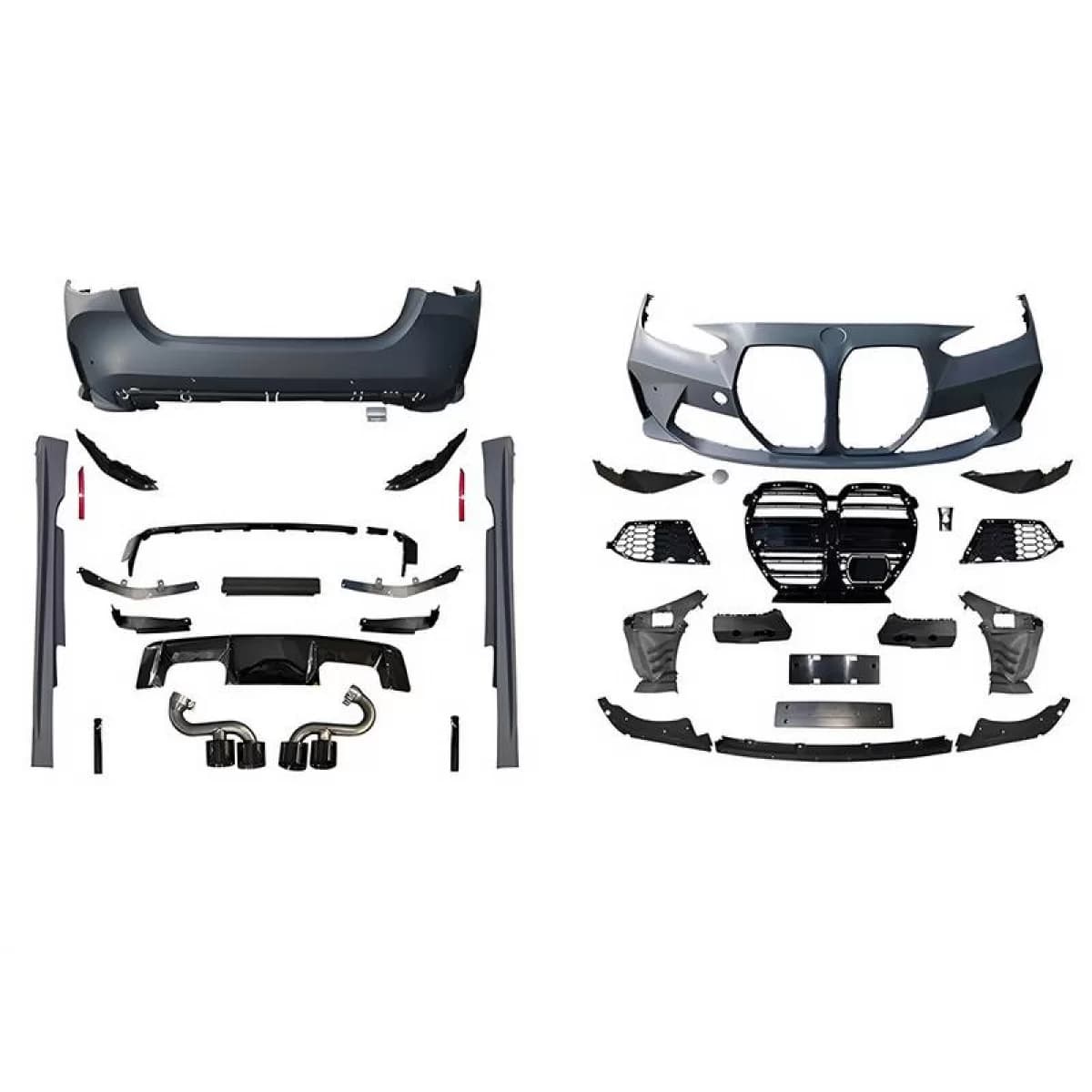 Body Kit suitable for BMW 4 G22/G23+LCI Front/Rear: PDC, <OO-OO> 3.0T (B58) Exhaust Tips, Side Skirts, Front Grille -///M4-STYLE- 2020-