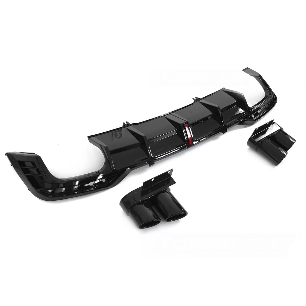 DIFFUSOR TWIN OUTLET GLOSSY BLACK with LED BRAKE LIGHT SPORT STYLE fits AUDI A5 F5 19-23