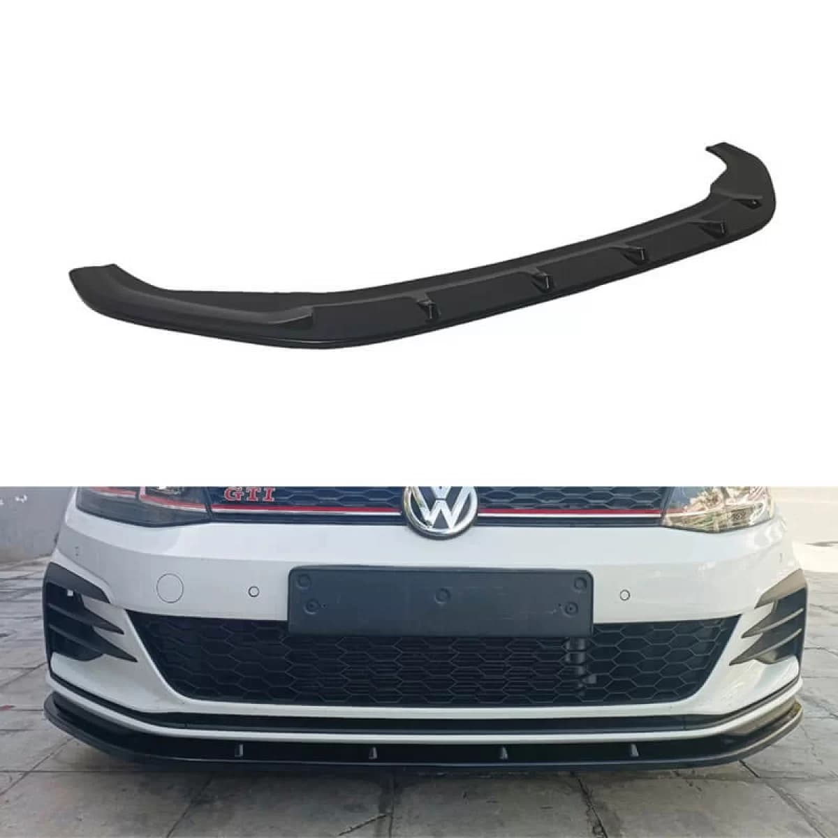 Front Spoiler suitable for VW Golf VII (7.5) 17-20 GTI Bumper Gloss Black from ABS Plastic A Quality